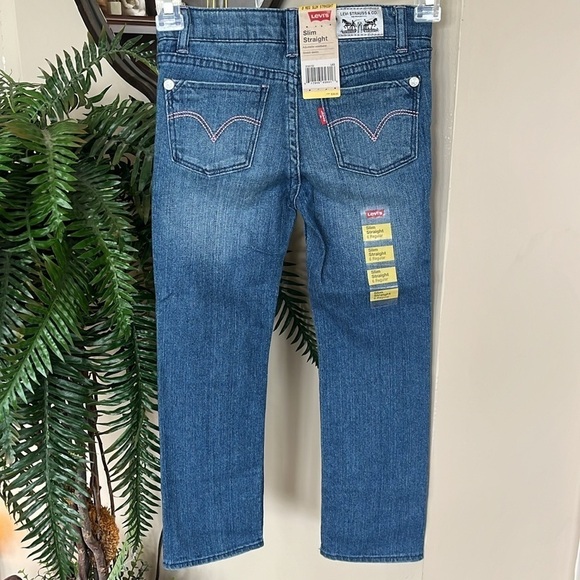 Brand New Levi’s Slim Straight Adjustable Waistband Stretch Pink Heart Jeans - Picture 7 of 13